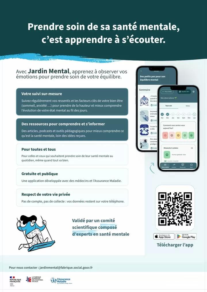 📱Vous cherchez une application gratuite et fiable pour prendre soin de votre santé mentale ? Jardin Mental est là ! Jar… 
