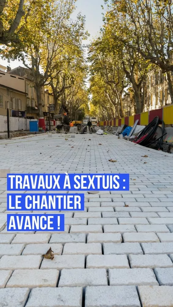 🚧 𝗧𝗿𝗮𝘃𝗮𝘂𝘅 𝗮̀ 𝗦𝗲𝘅𝘁𝗶𝘂𝘀 : 𝗹𝗲 𝗰𝗵𝗮𝗻𝘁𝗶𝗲𝗿 𝗮𝘃𝗮𝗻𝗰𝗲 Les travaux se poursuivent sur le Cours Sextiu… 