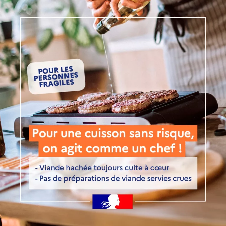 #RisquesAlimentaires | Pour éviter les risques alimentaires chez les personnes à risques, la viande hachée doit être cui… 