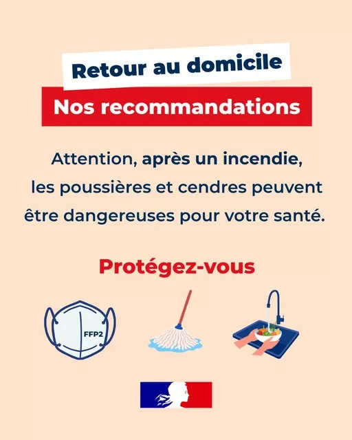 🔥 #AlerteIncendie | Retour à domicile  Après un incendie, les poussières et cendres peuvent présenter des risques pour… 